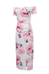 Print Off Shoulder Slit Bodycon Midi Dress